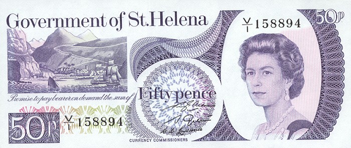 Front of Saint Helena p5a: 50 Pence from 1979