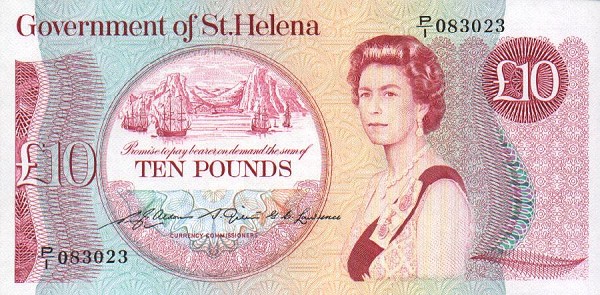 Front of Saint Helena p8a: 10 Pounds from 1979
