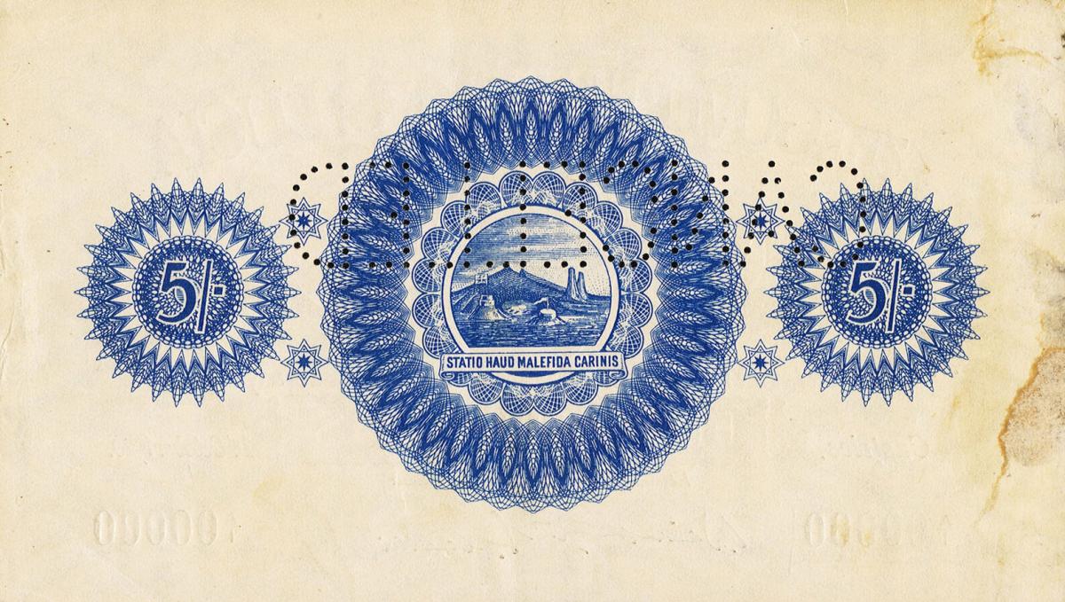 Back of Saint Lucia p1s: 5 Shillings from 1920