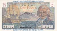 Gallery image for Saint Pierre and Miquelon p22a: 5 Francs from 1950