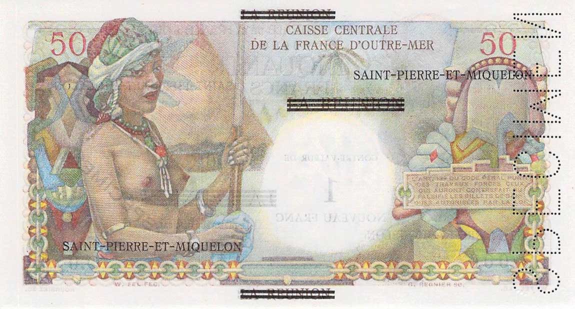 Back of Saint Pierre and Miquelon p30s: 1 Nouveau Franc from 1960