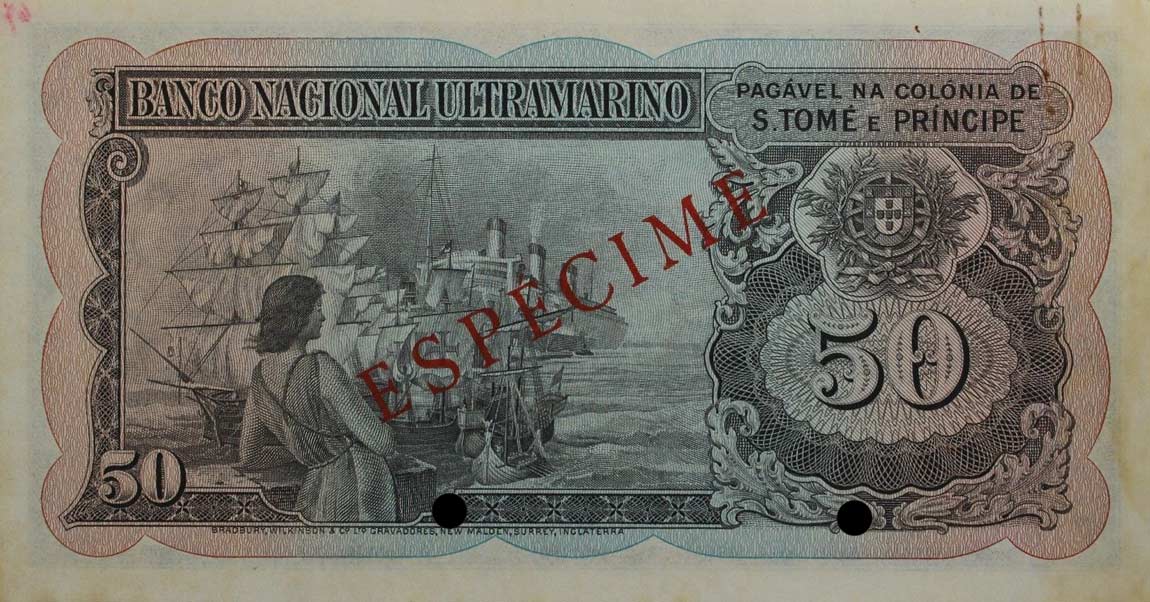 Back of Saint Thomas and Prince p33s: 50 Escudos from 1946