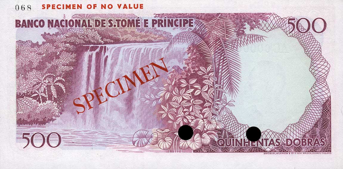 Back of Saint Thomas and Prince p54s: 500 Dobras from 1977
