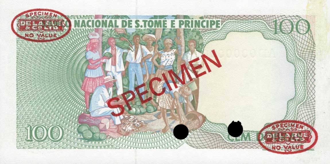 Back of Saint Thomas and Prince p60s: 100 Dobras from 1989