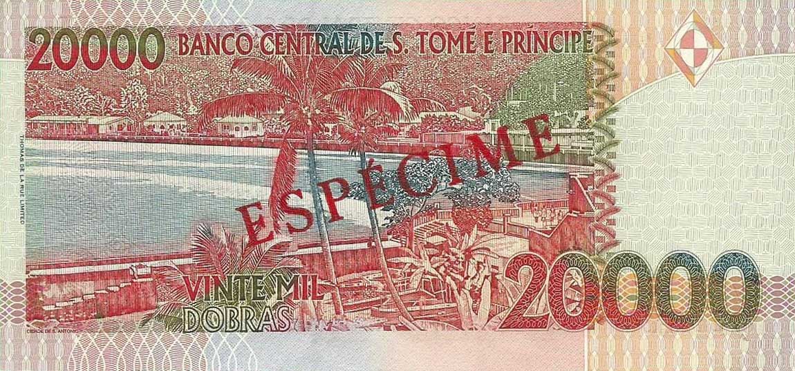Back of Saint Thomas and Prince p67s: 20000 Dobras from 1996