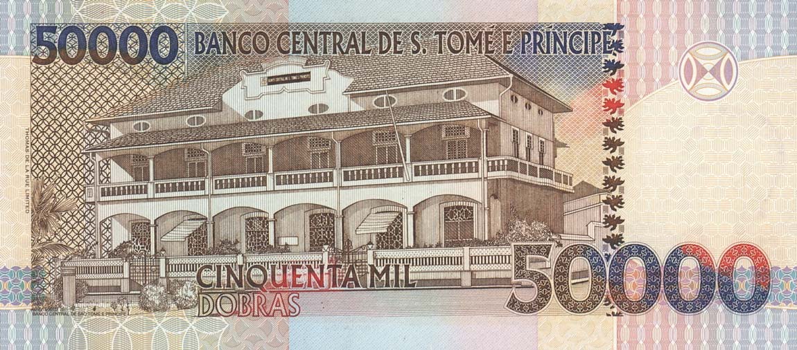 Back of Saint Thomas and Prince p68a: 50000 Dobras from 1996