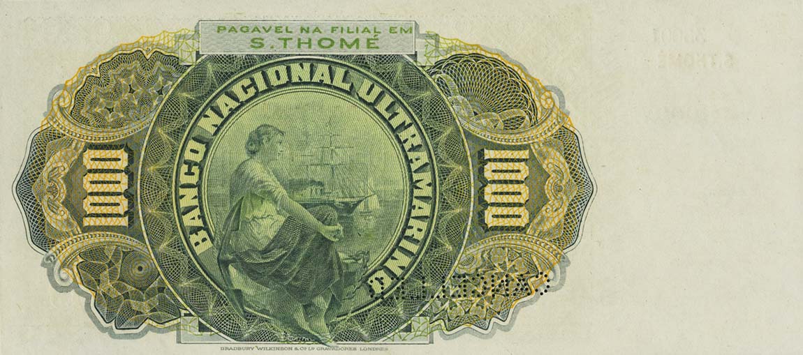 Back of Saint Thomas and Prince p7s: 1000 Reis from 1909