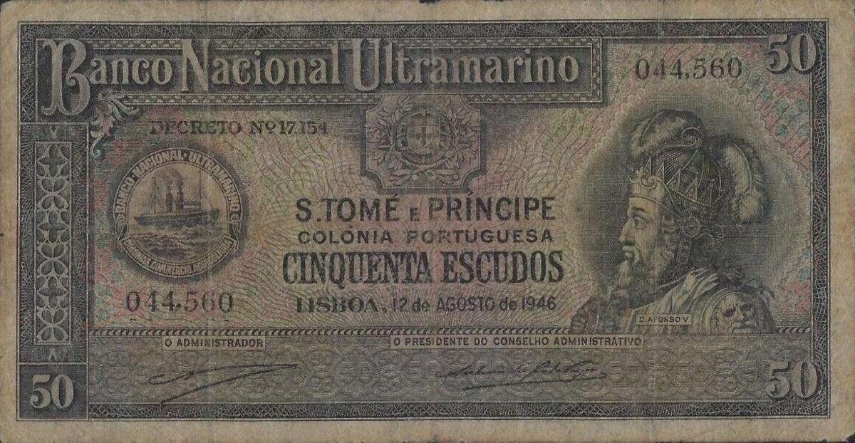Front of Saint Thomas and Prince p33a: 50 Escudos from 1946