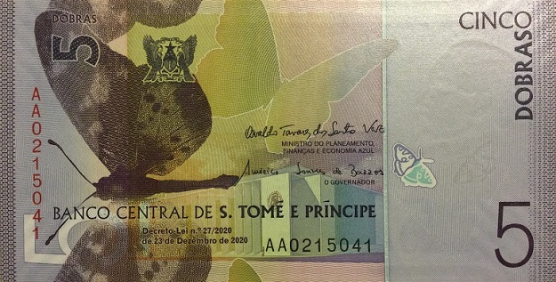 Front of Saint Thomas and Prince p70b: 5 Dobras from 2020