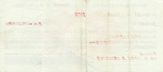 Back of Saint Thomas and Prince p51: 1000 Escudos from 1976