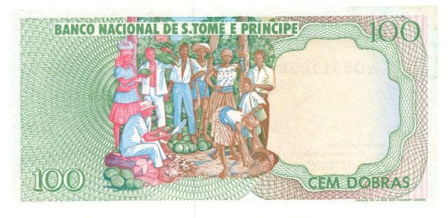 Back of Saint Thomas and Prince p60a: 100 Dobras from 1989