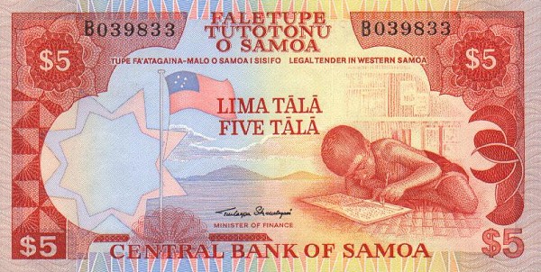Front of Samoa p26a: 5 Tala from 1985