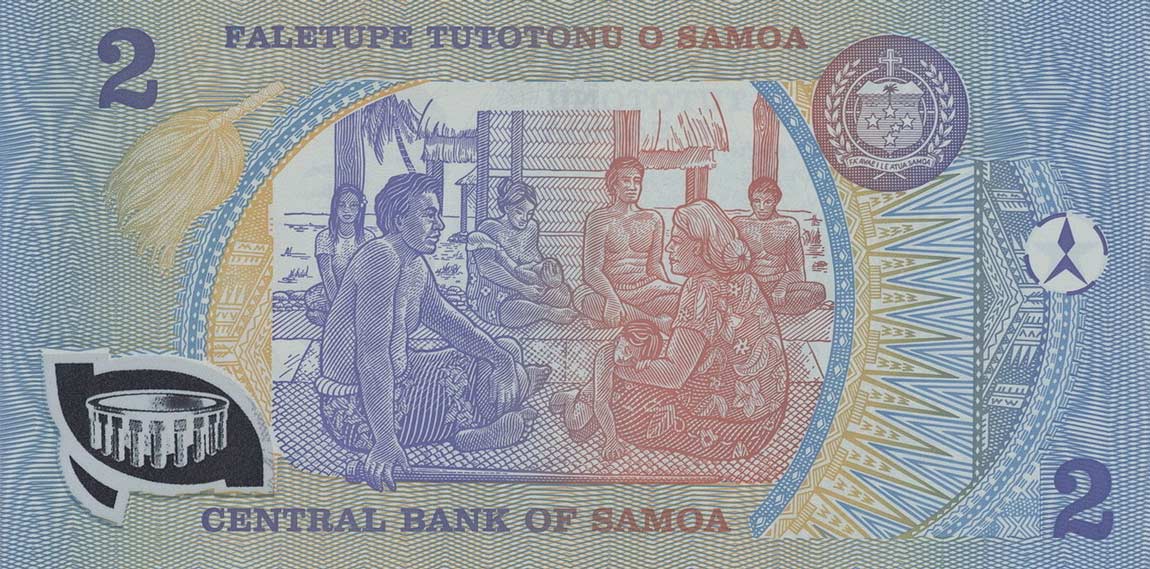 Back of Samoa p31c: 2 Tala from 1990