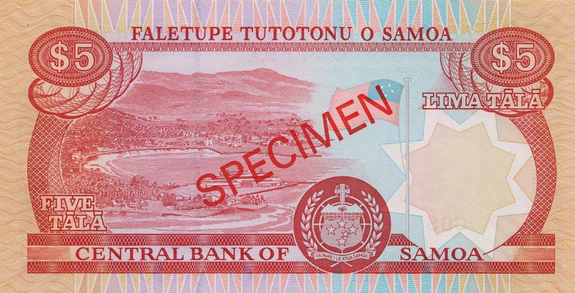 Back of Samoa p33s: 5 Tala from 2002