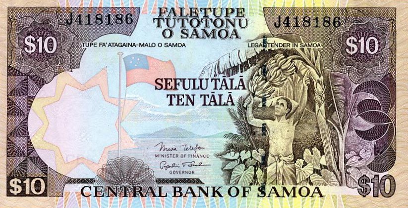 Front of Samoa p34b: 10 Tala from 2002
