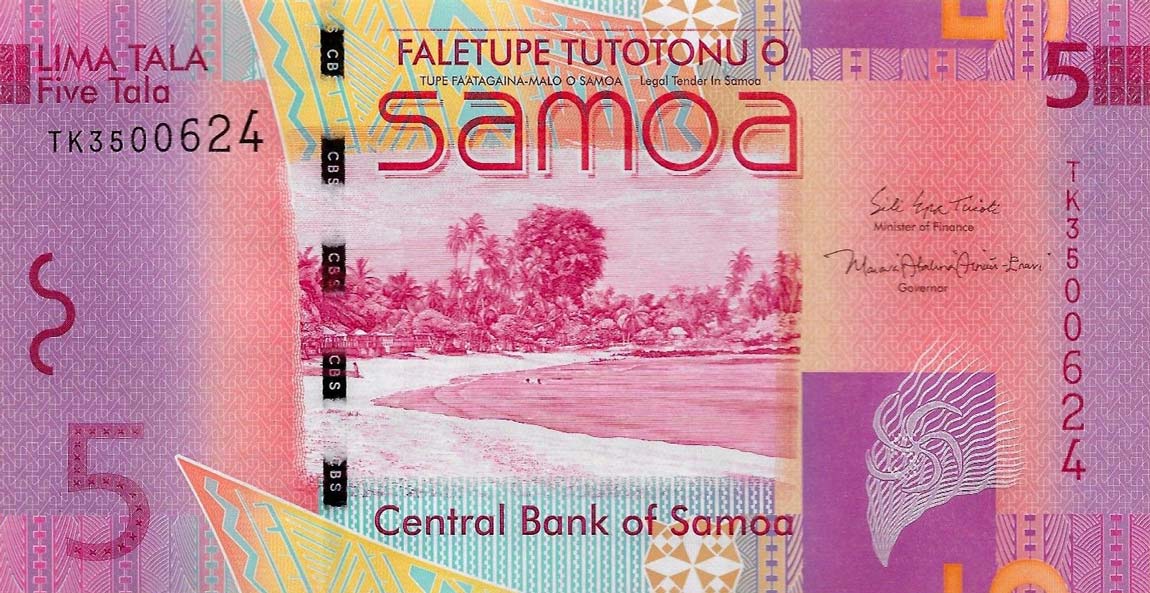 Front of Samoa p38c: 5 Tala from 2017