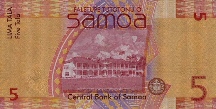 Back of Samoa p38r: 5 Tala from 2008