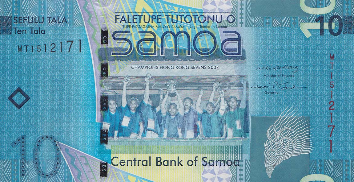 Front of Samoa p39a: 10 Tala from 2008