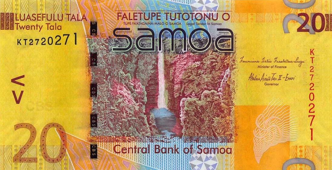 Front of Samoa p40b: 20 Tala from 2012