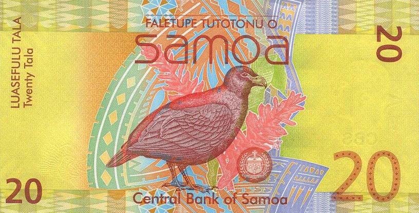 Back of Samoa p40c: 20 Tala from 2017