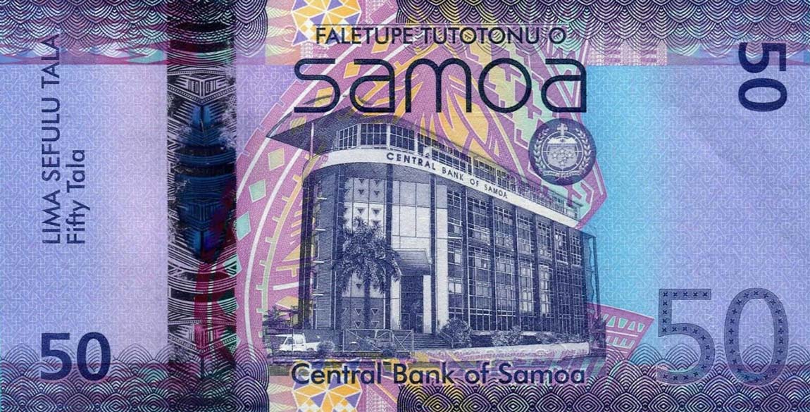Back of Samoa p41c: 50 Tala from 2017
