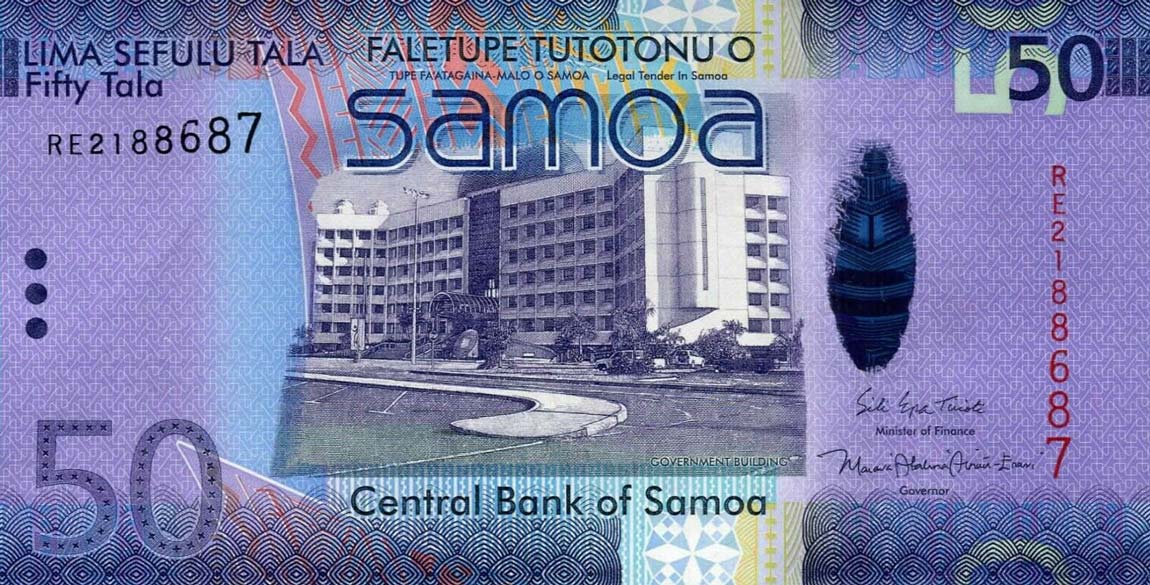 Front of Samoa p41c: 50 Tala from 2017