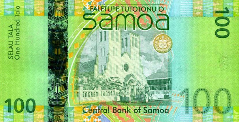 Back of Samoa p43a: 100 Tala from 2008