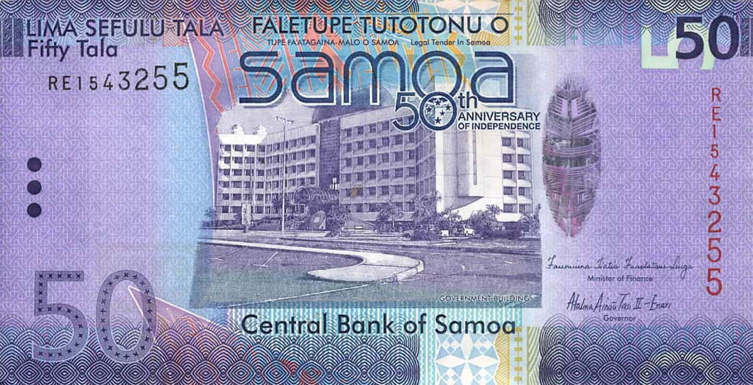 Front of Samoa p42a: 50 Tala from 2012