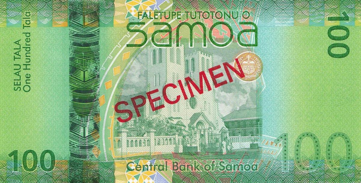 Back of Samoa p44s: 100 Tala from 2012