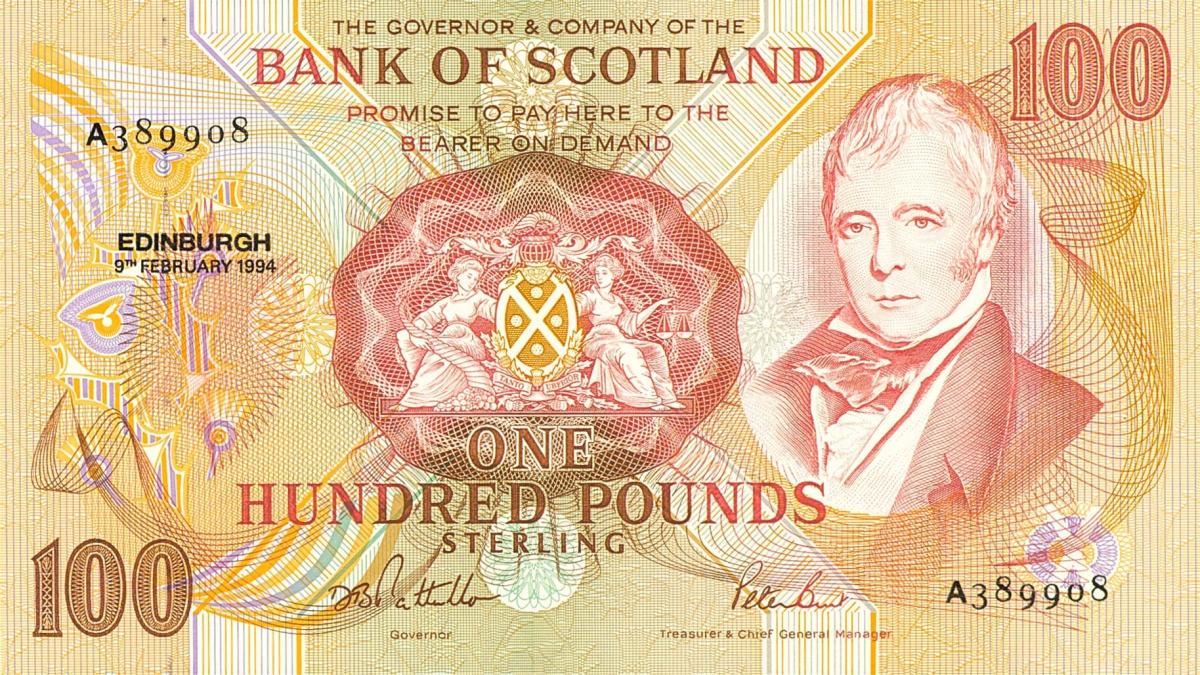Front of Scotland p118Ab: 100 Pounds from 1992