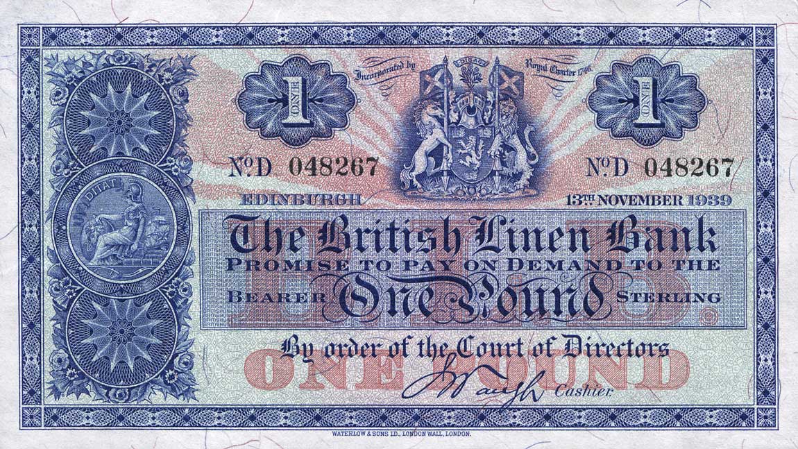 Front of Scotland p157a: 1 Pound from 1935
