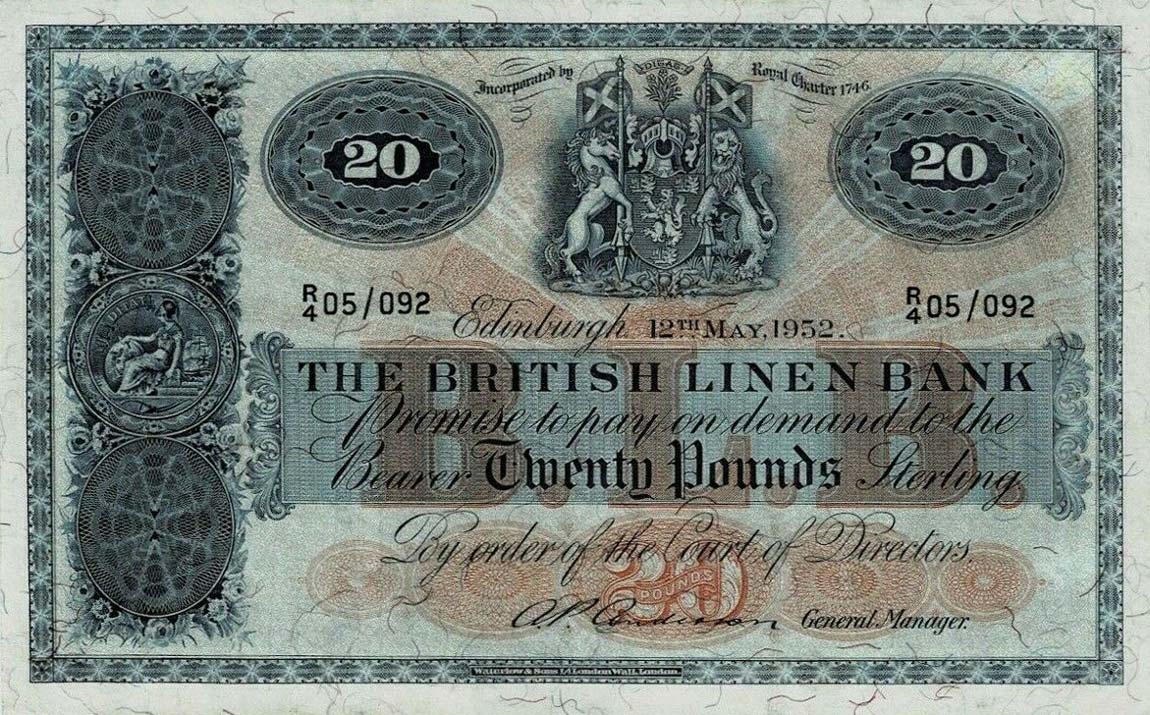 Front of Scotland p159b: 20 Pounds from 1946