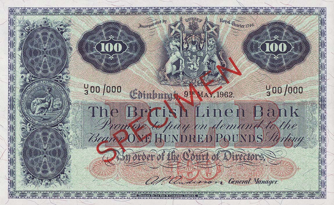 Front of Scotland p165s: 100 Pounds from 1962