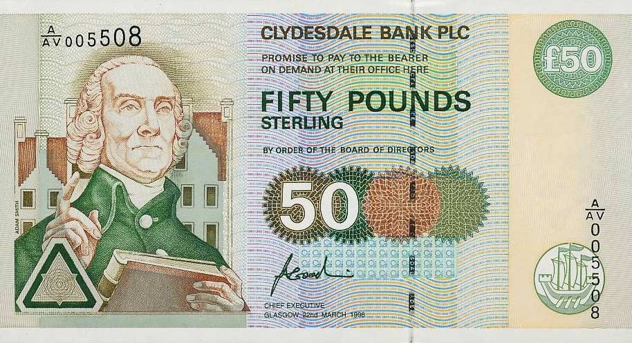 Front of Scotland p225a: 50 Pounds from 1996