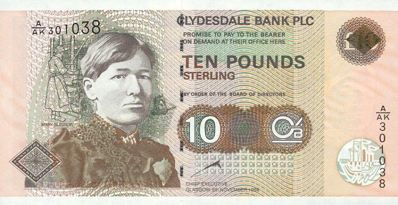 Front of Scotland p226b: 10 Pounds from 1998
