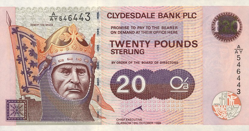Front of Scotland p228b: 20 Pounds from 1999