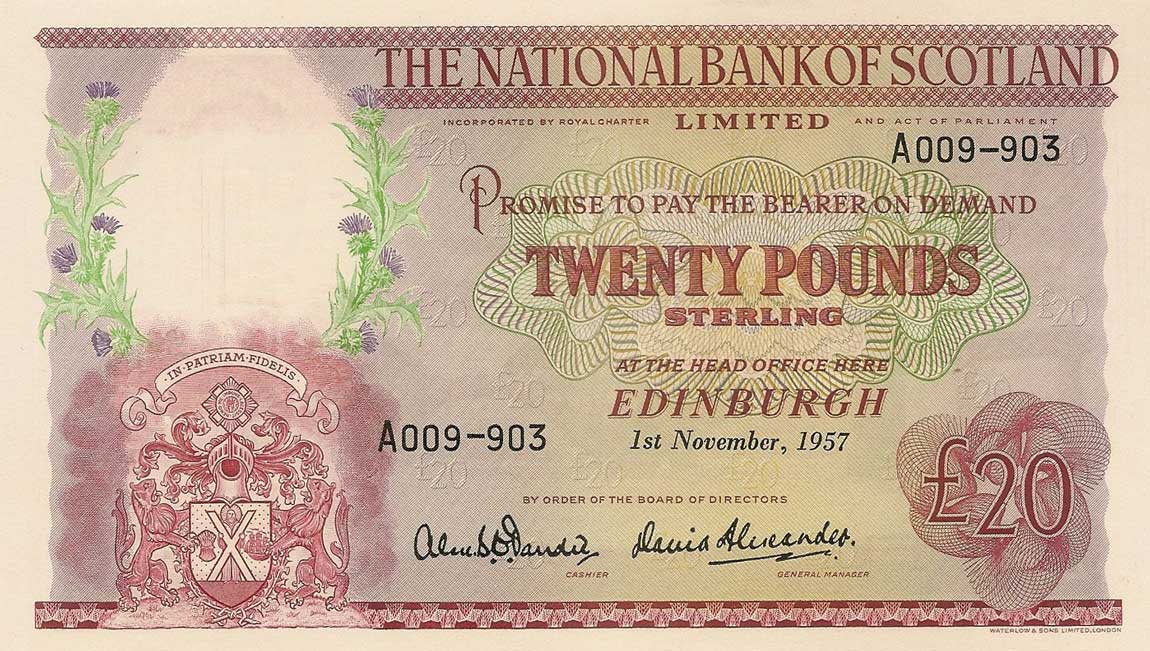 Front of Scotland p263a: 20 Pounds from 1957