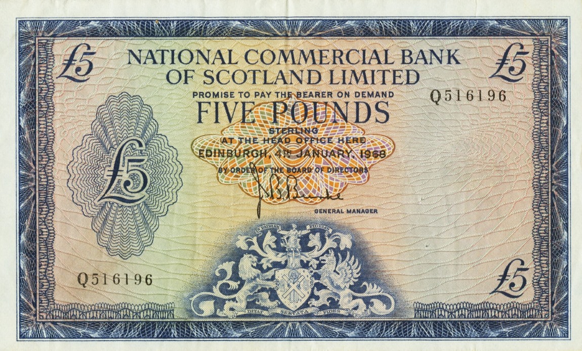 Front of Scotland p275a: 5 Pounds from 1968