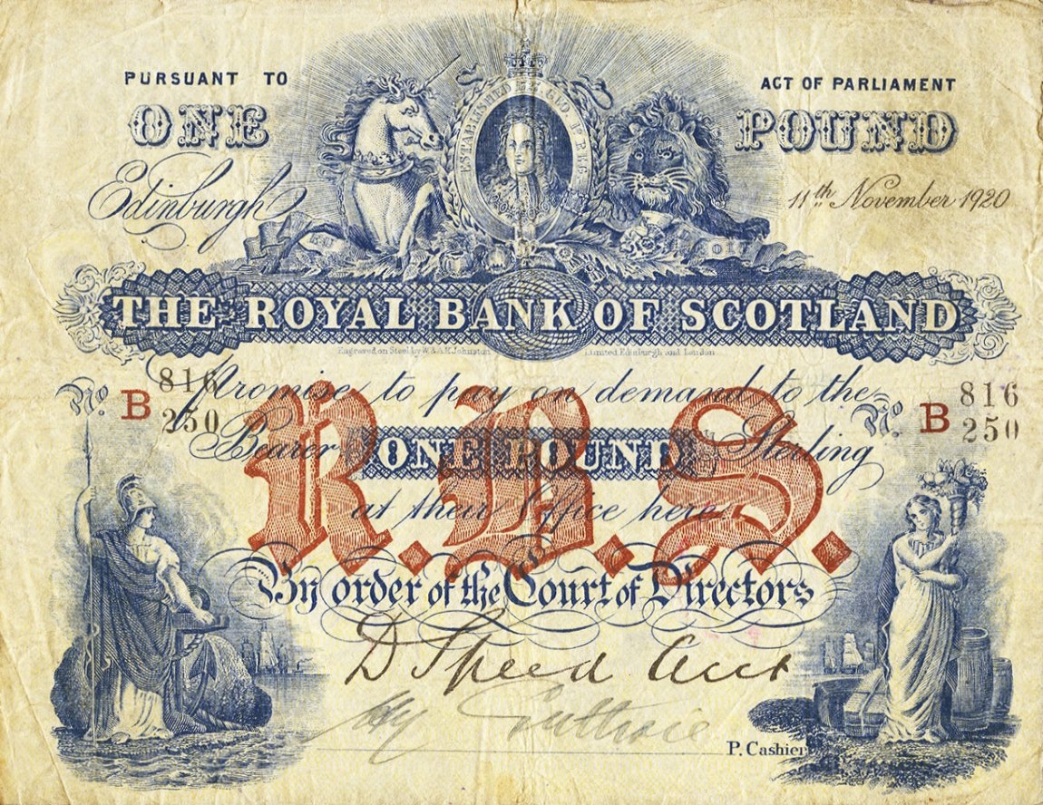Front of Scotland p316e: 1 Pound from 1920