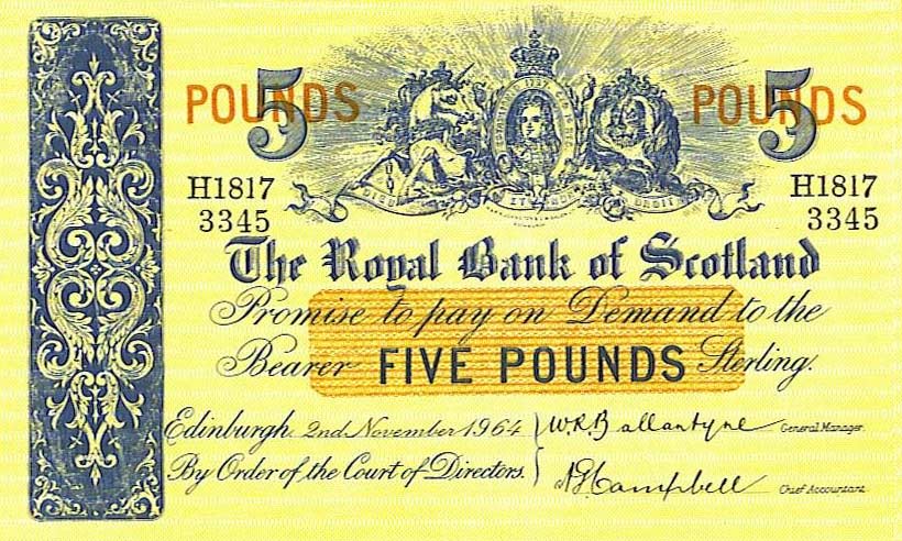 Front of Scotland p326a: 5 Pounds from 1964