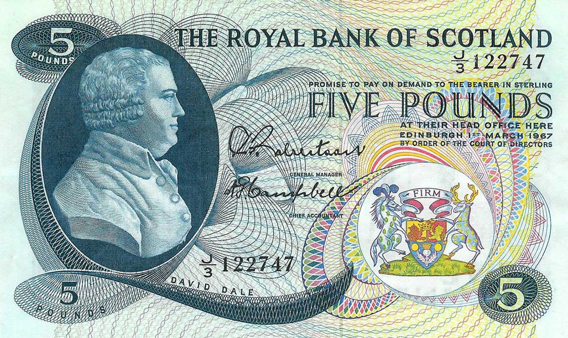 Front of Scotland p328a: 5 Pounds from 1966