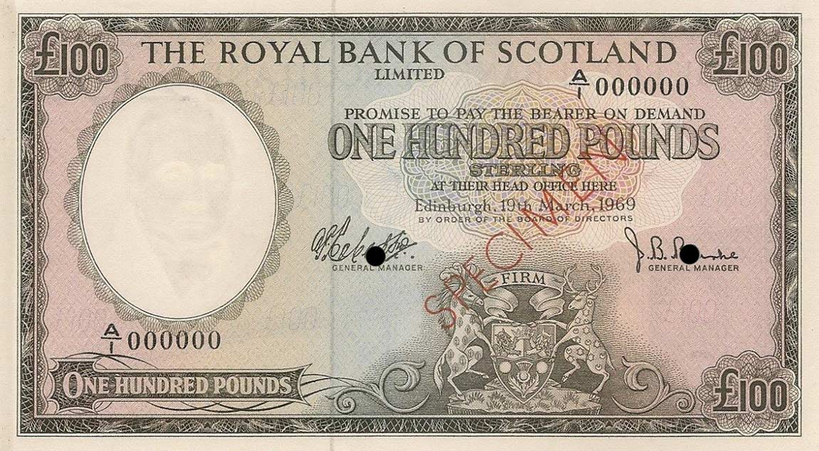 Front of Scotland p333ct: 100 Pounds from 1969
