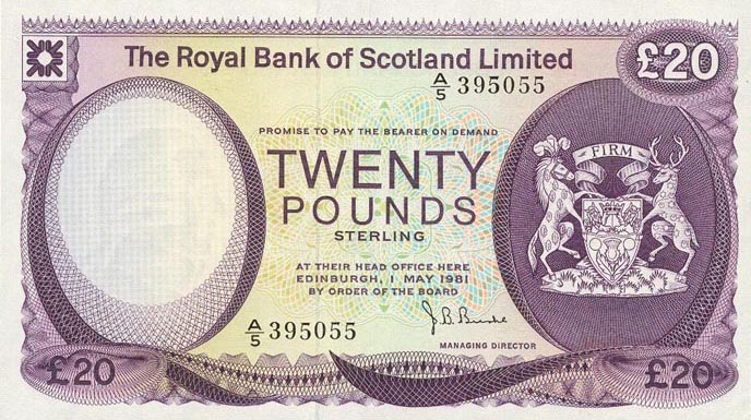 Front of Scotland p339a: 20 Pounds from 1972