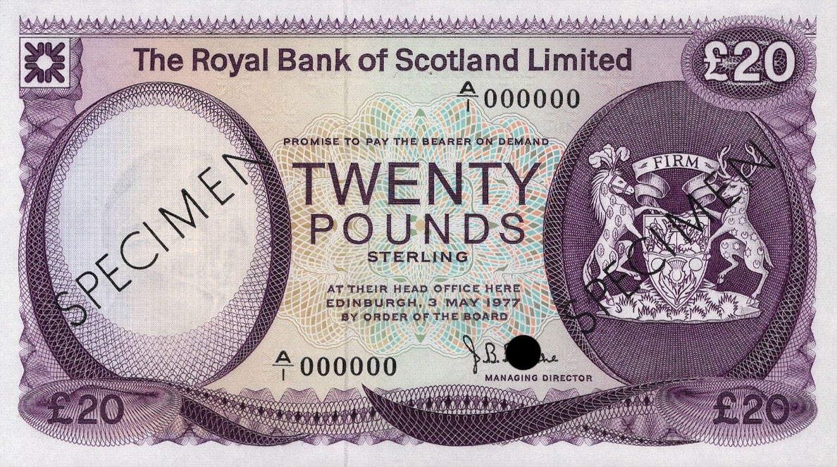 Front of Scotland p339s: 20 Pounds from 1972