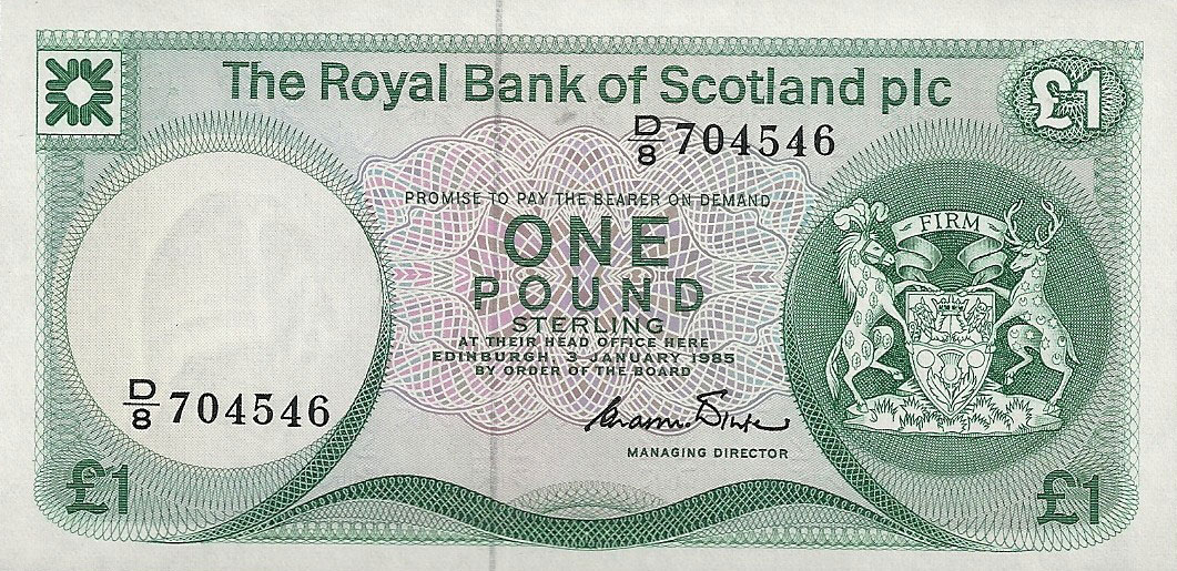 Front of Scotland p341a: 1 Pound from 1982