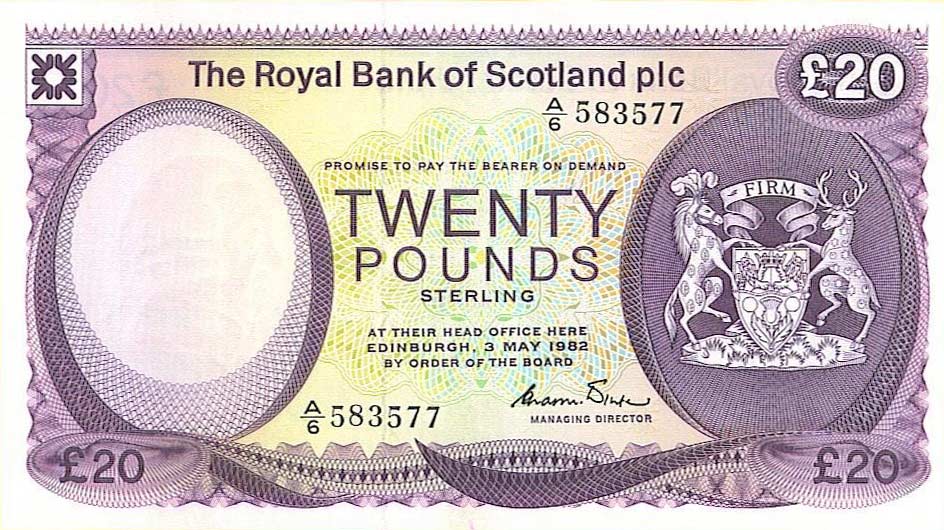 Front of Scotland p344a: 20 Pounds from 1982
