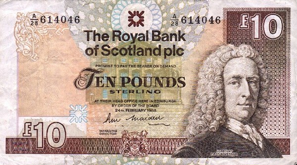 Front of Scotland p348a: 10 Pounds from 1987