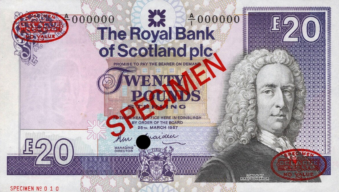Front of Scotland p349s: 20 Pounds from 1987