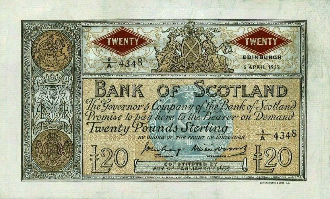 Front of Scotland p94e: 20 Pounds from 1955