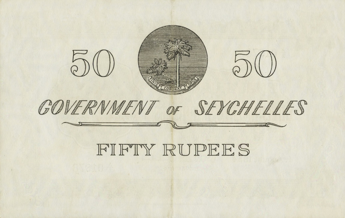 Back of Seychelles p13a: 50 Rupees from 1954